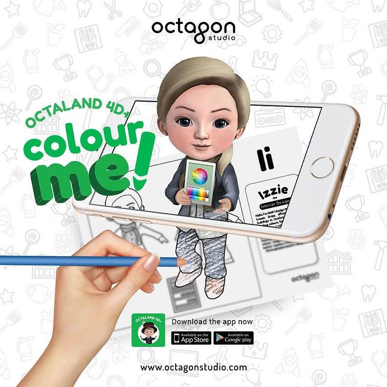Octagon 4D+ Colour Me Book - Augmented Reality, Educational Toy - tribz - Octagon Studio 9781526204257