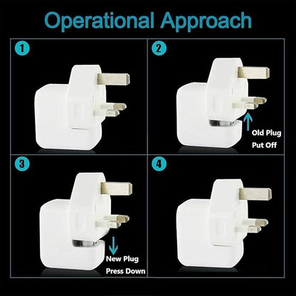 Apple 3 pin UK Plug for Apple Macbook Charger Adapter, AC Plug Wall Adaptor Duck Head with Fuse for MacBooks Pro Air, 12W 30W 35W UK Power Adapter