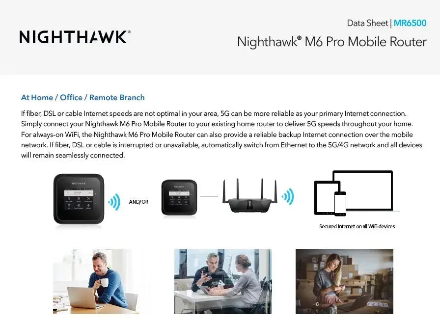 Netgear Nighthawk M6 Pro 5G mobile router, sleek black, compact design.