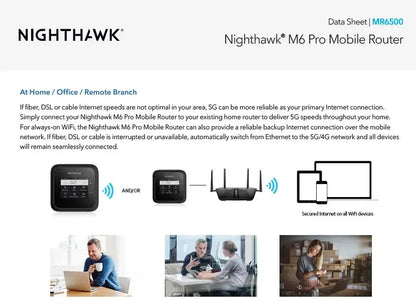 Netgear Nighthawk M6 Pro 5G mobile router, sleek black, compact design.