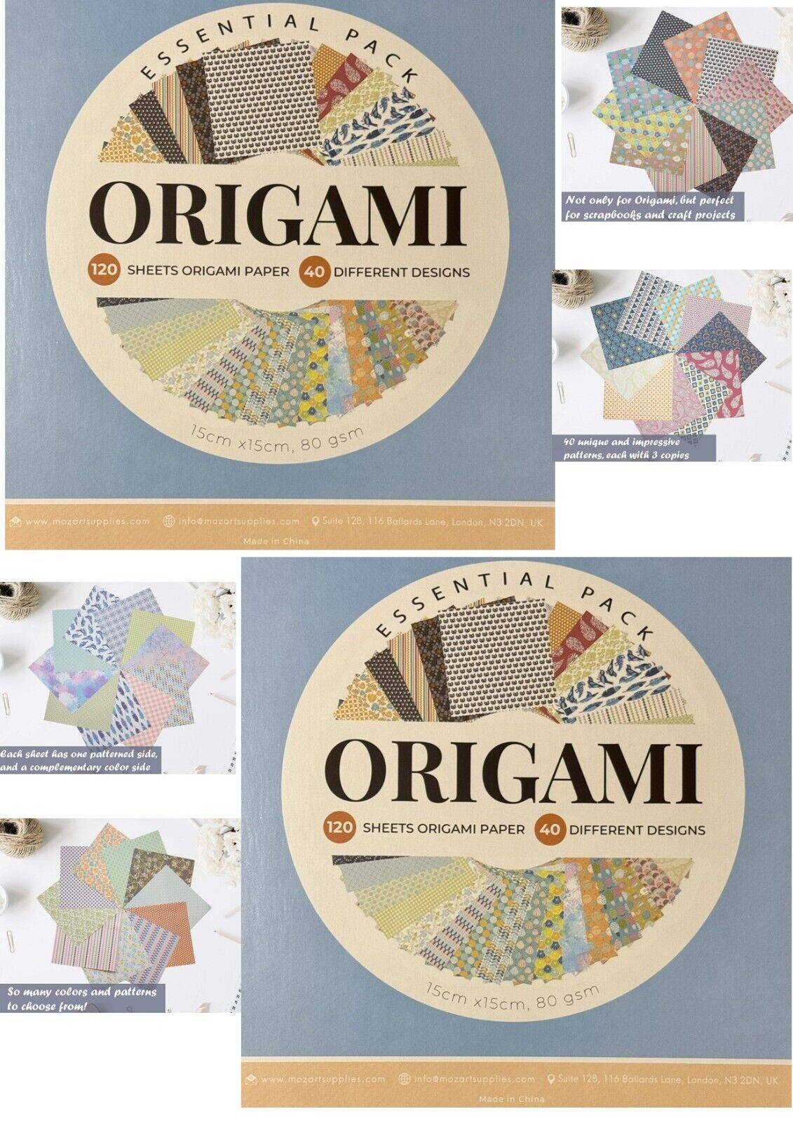 Origami Paper, 120 sheets, 15 x 15cm, 80gsm, 40 different designs! - tribz - Mozart Supplies 712038476350