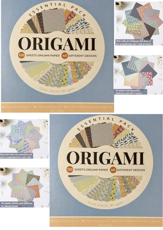 Origami Paper, 120 sheets, 15 x 15cm, 80gsm, 40 different designs!